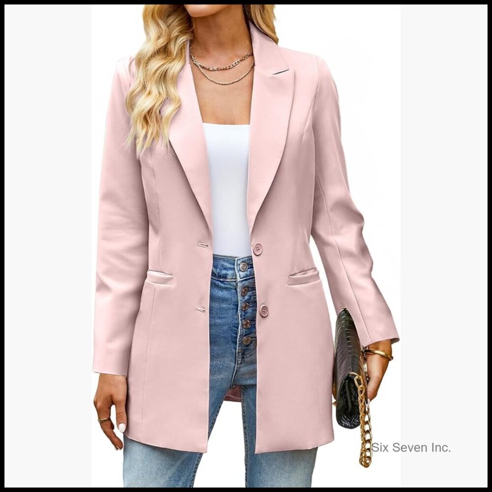 Polyester Blazer for Women Business Casual Office Work Professional Slim Fit